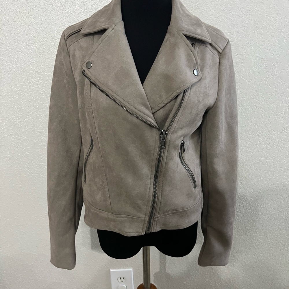 Philosophy Women's Gray Suede Moto Jacket- Size Small